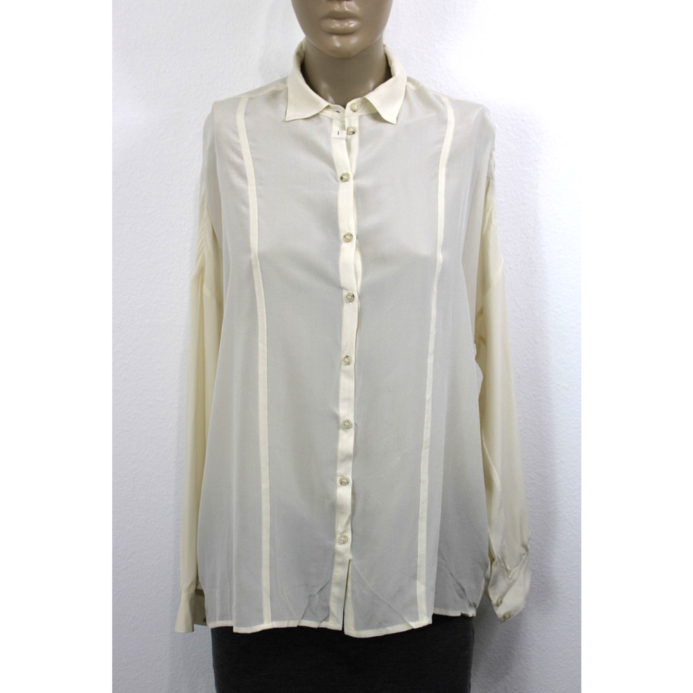 BELLA LUXX Los Angeles Ivory Silk Button Blouse Top Shirt Size Women's XS